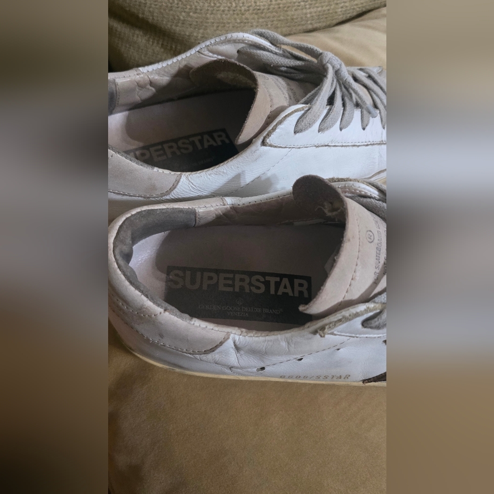 Golden Goose White Sneakers with Gray Suede and Burgundy Star Size 40 - Picture 5 of 15